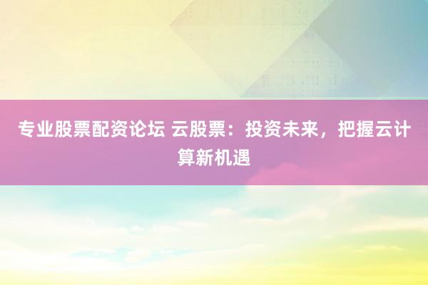 专业股票配资论坛 云股票：投资未来，把握云计算新机遇