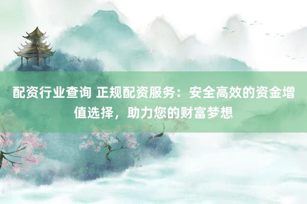 配资行业查询 正规配资服务：安全高效的资金增值选择，助力您的财富梦想
