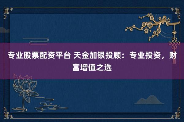 专业股票配资平台 天金加银投顾：专业投资，财富增值之选