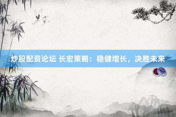 炒股配资论坛 长宏策略：稳健增长，决胜未来
