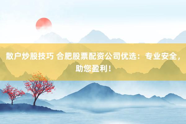 散户炒股技巧 合肥股票配资公司优选：专业安全，助您盈利！