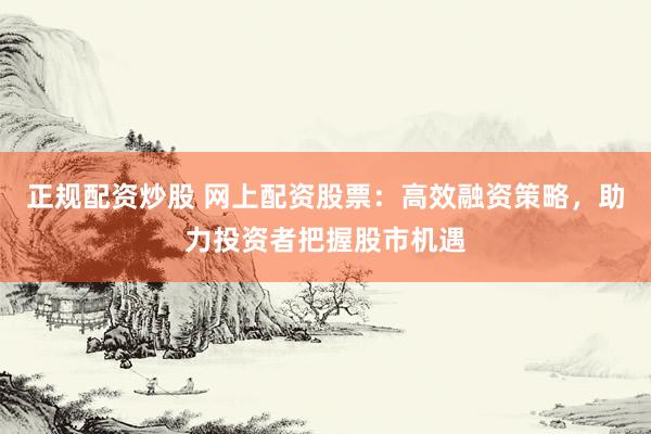 正规配资炒股 网上配资股票：高效融资策略，助力投资者把握股市机遇
