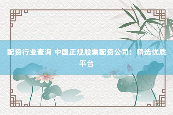 配资行业查询 中国正规股票配资公司：精选优质平台
