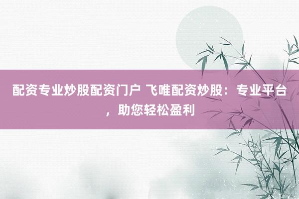 配资专业炒股配资门户 飞唯配资炒股：专业平台，助您轻松盈利