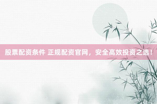 股票配资条件 正规配资官网，安全高效投资之选！
