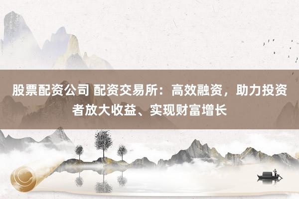 股票配资公司 配资交易所：高效融资，助力投资者放大收益、实现财富增长