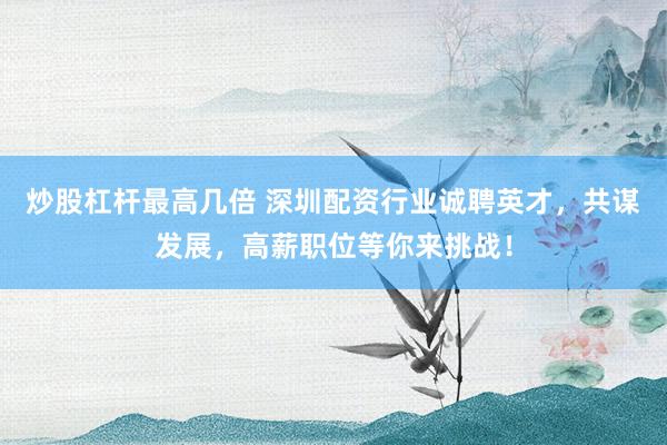 炒股杠杆最高几倍 深圳配资行业诚聘英才，共谋发展，高薪职位等你来挑战！