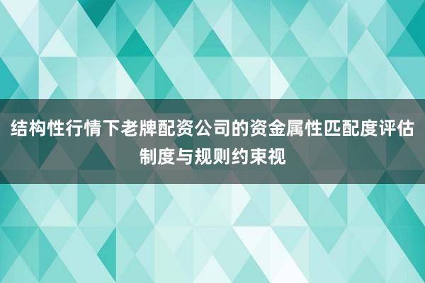 结构性行情下老牌配资公司的资金属性匹配度评估制度与规则约束视