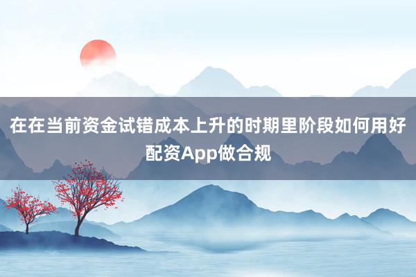 在在当前资金试错成本上升的时期里阶段如何用好配资App做合规