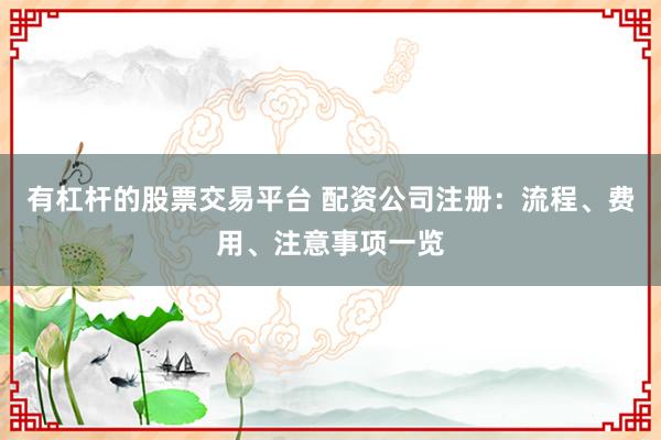 有杠杆的股票交易平台 配资公司注册:流程、费用、注意事项一览