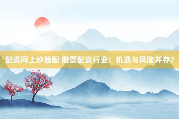 配资网上炒股配 股票配资行业:机遇与风险并存?