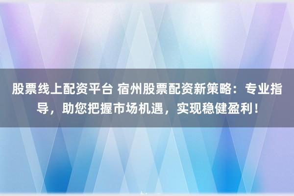 股票线上配资平台 宿州股票配资新策略:专业指导,助您把握市场机遇,实现稳健盈利!